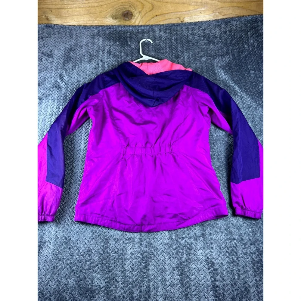 Champion Girls XL 14-16 Windbreaker Jacket Pink Purple Hooded Outdoor Full Zip